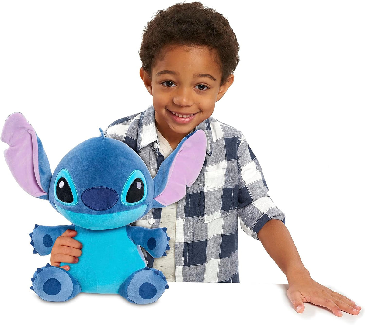 Disney Classics - Anima de peluche de felpa grande de Stitch de 14 pulgadas, con peso cómodo, color azul, alienígena