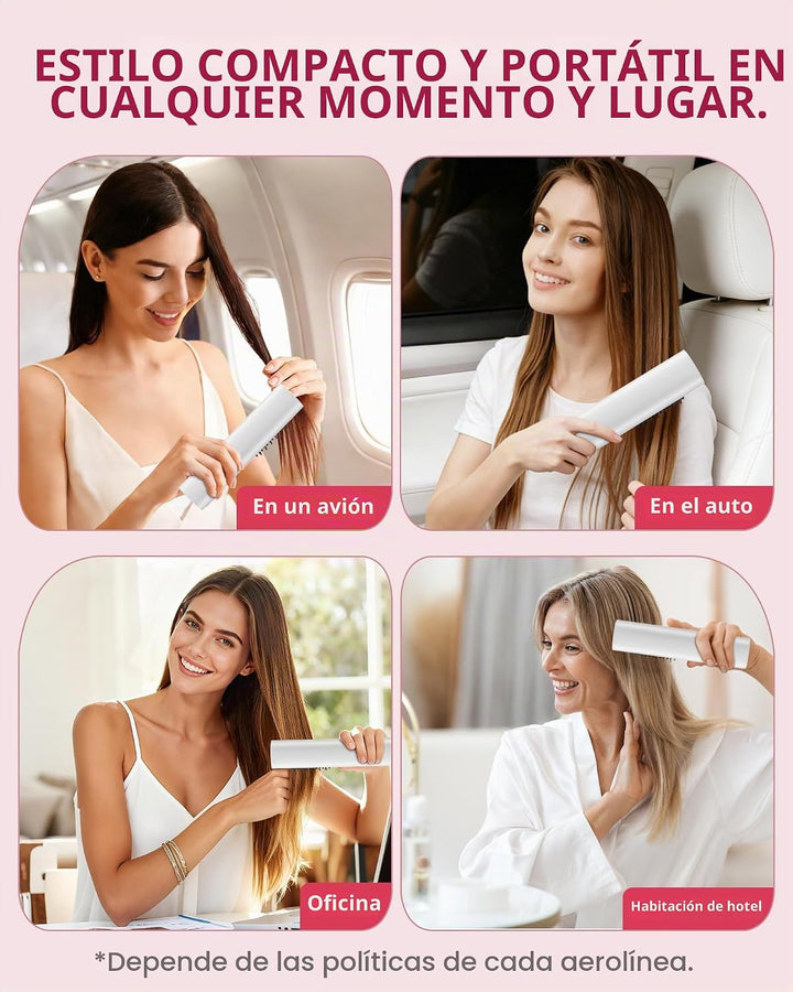 Cepillo alisador de cabello inalámbrico, alisador portátil con cuid...