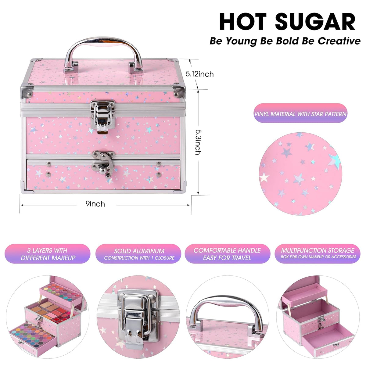 Kit de maquillaje Hot Sugar para adolescentes con estuche de tren,...