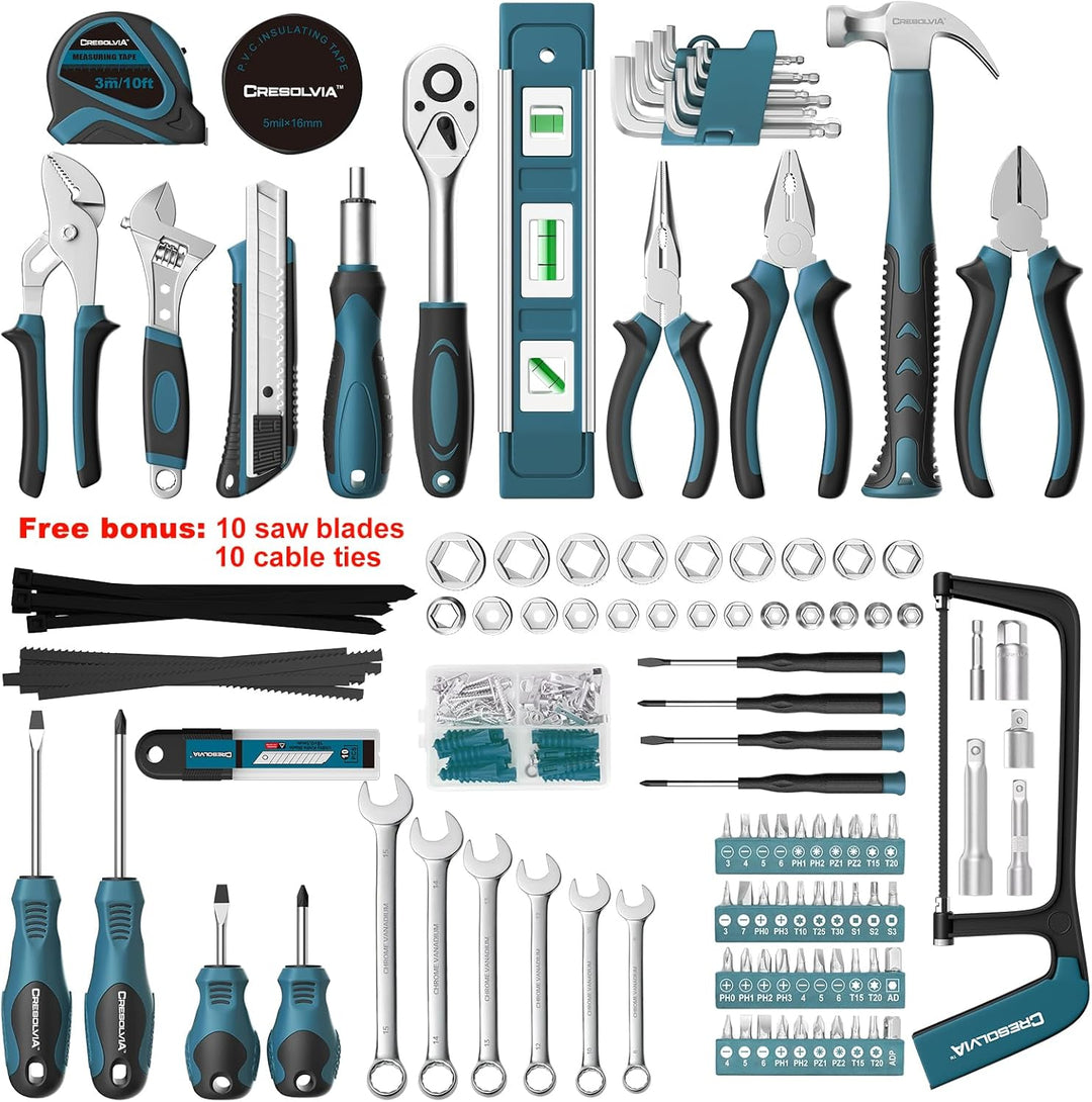 CRESOLVIA Kit de herramientas para el hogar, 199 piezas, juego de h...