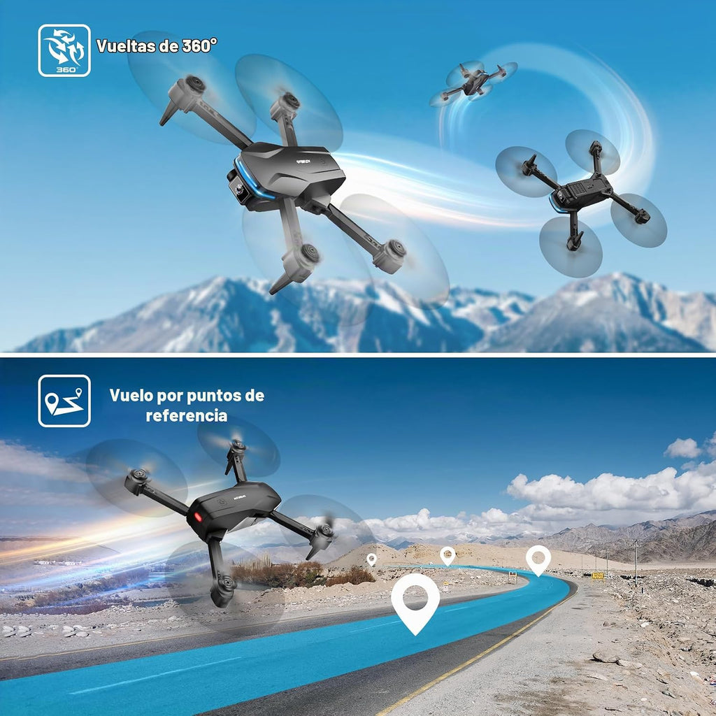 Drones 1080P con cámara para adultos, Drone plegable con 2 baterías