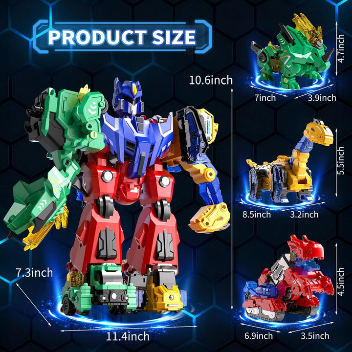 Juego de juguetes de robot transformador de dinosaurios 6