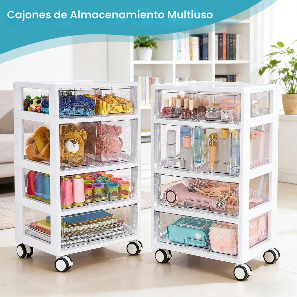 Organizador de Cajones Vtopmart, 4 niveles 6 cajones con ruedas