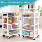 Organizador de Cajones Vtopmart, 4 niveles 6 cajones con ruedas