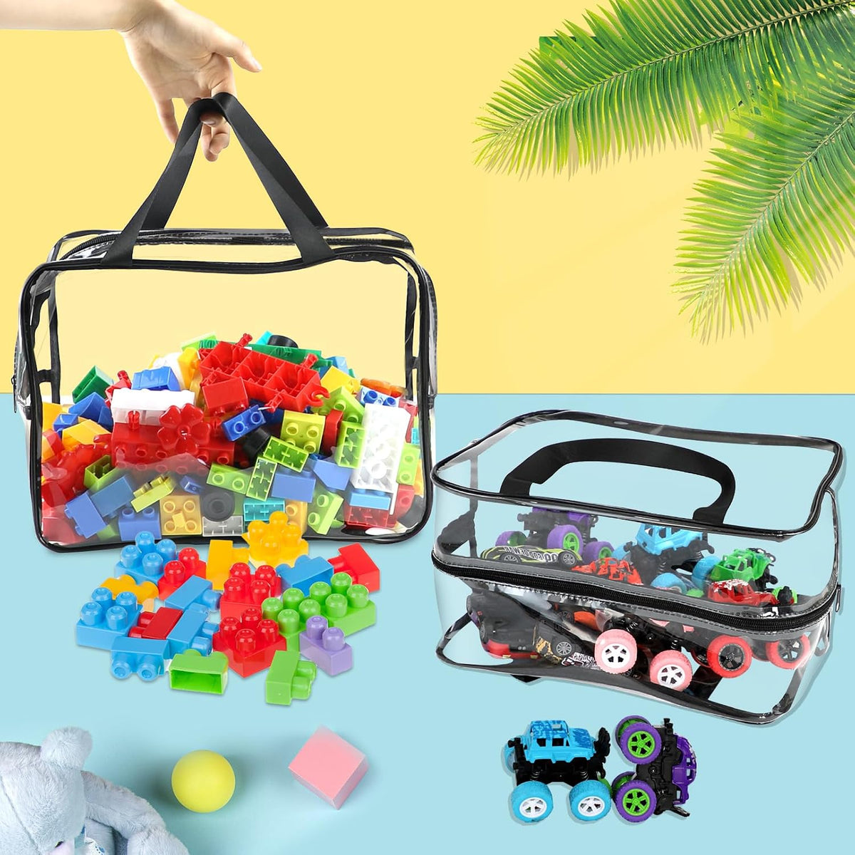 6 Pcs XL Toy Storage Bags Widen Waterproof Clear Toy Organizer con Labels