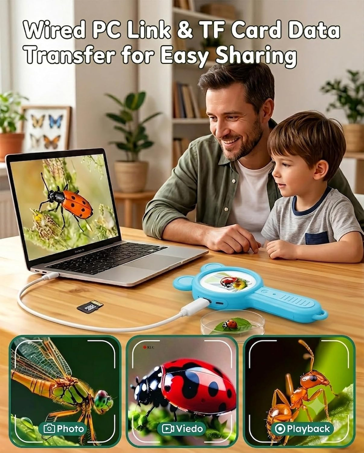 Lupa de enfoque automático de microscopio para niños