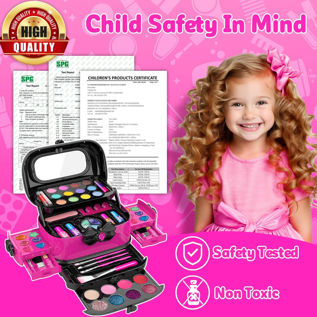 Hollyhi Kit de maquillaje de 58 piezas para niña, juguetes de princ...