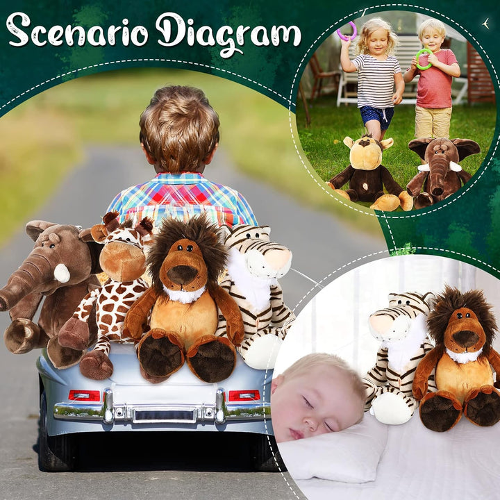Zhanmai Juego de 6 peluches de safari de peluche de selva para niño...