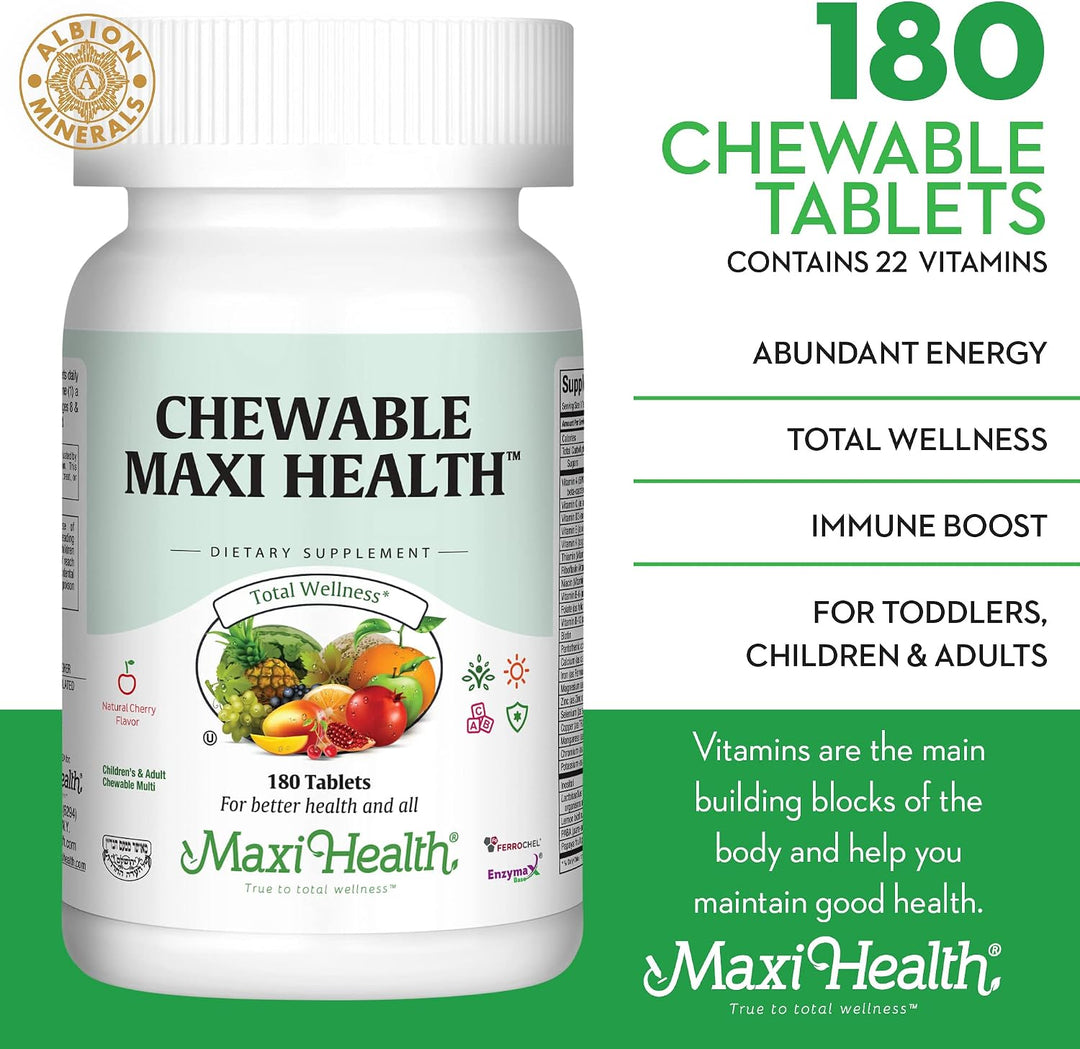 Maxi Health Multivitamínico masticable para niños, adolescentes y a...
