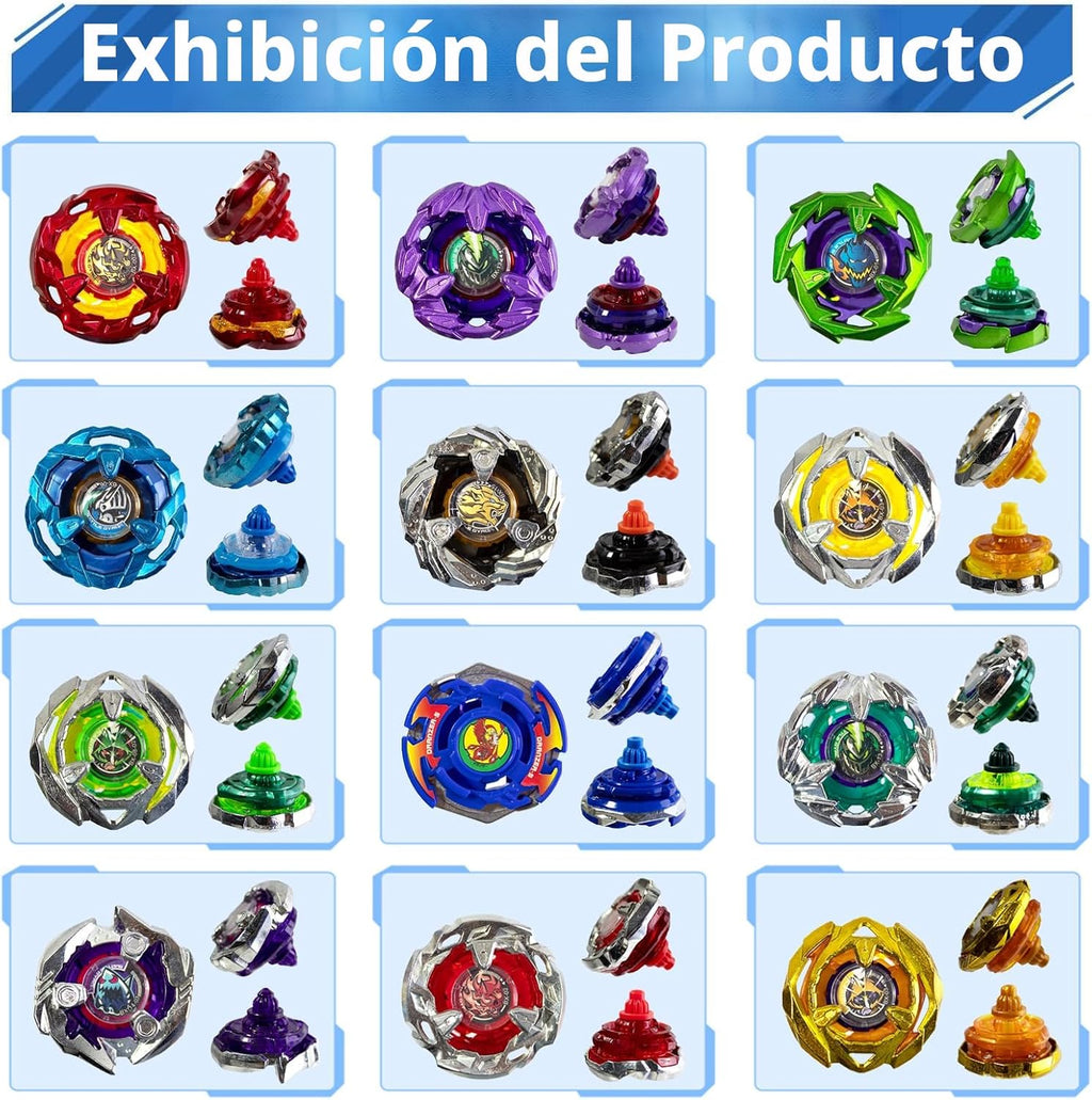 Battle Spinning Top Set con 12 Colorful Tops, Launchers y Accessories, Combat Game Collection