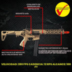 EMERBU Pro-Grade Gel Splat Blaster ARP9 Plus - Dispensador Automático de Gel Splatter 12 Orbes por Segundo - Alimentado por Batería Recargable de 7.4V (Compatible con 11.1V) - Juego al Aire Libre para Actividades en Equipo para Mayores de 15 años