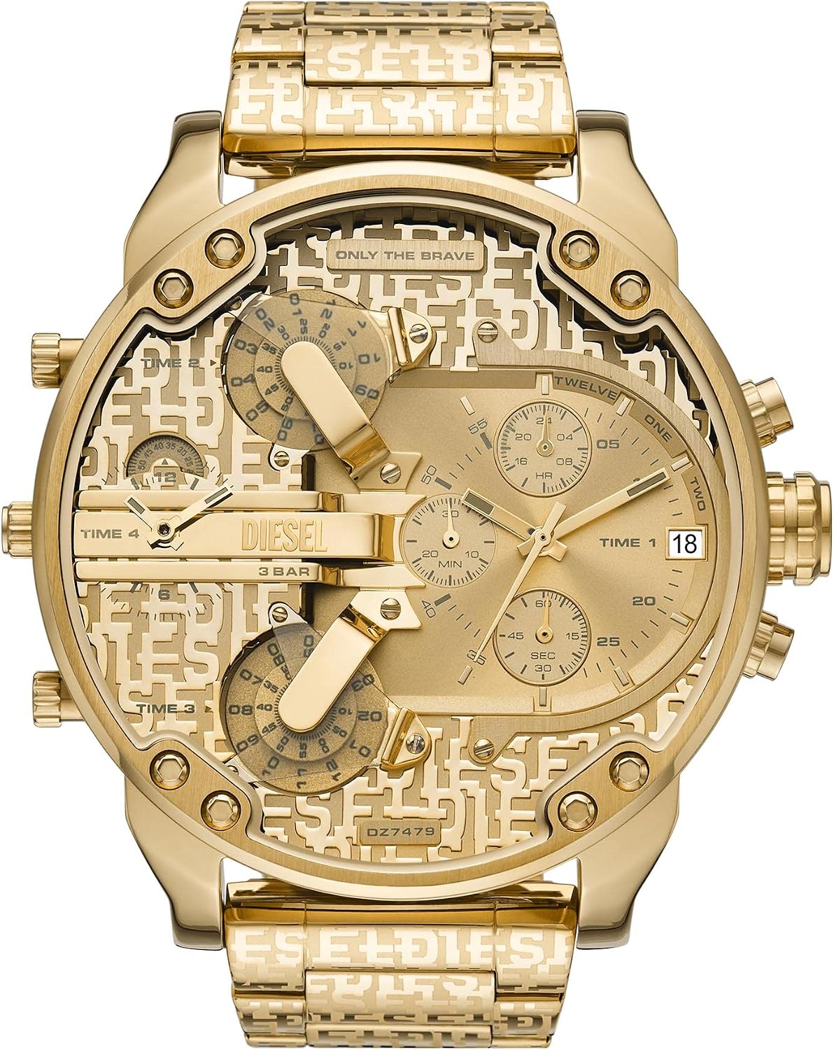 Diesel Mr. Daddy 2.0 - Reloj de hombre con cronógrafo de tamaño extra grande y correa de acero inoxidable, silicona o cuero