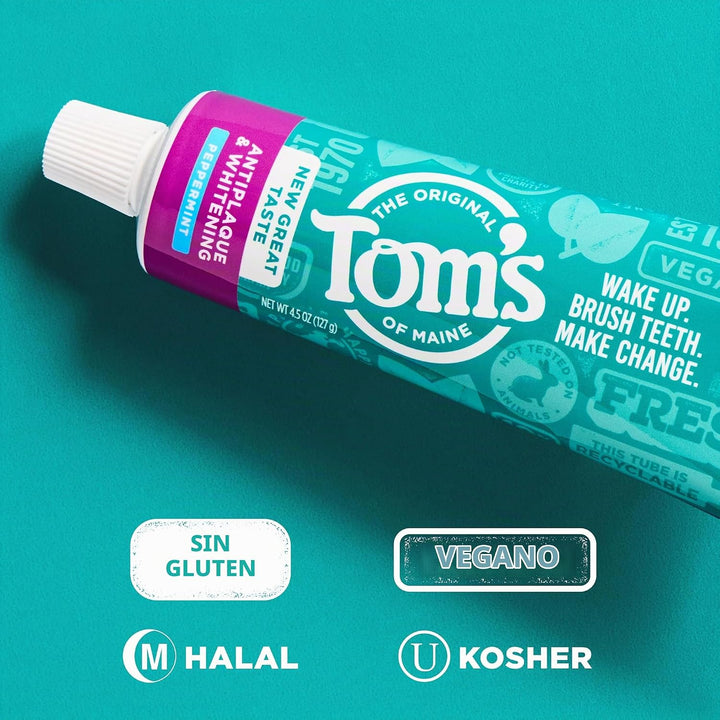 Pasta dental sin fluoruro de blanqueamiento y antiplacas de Tom's o...