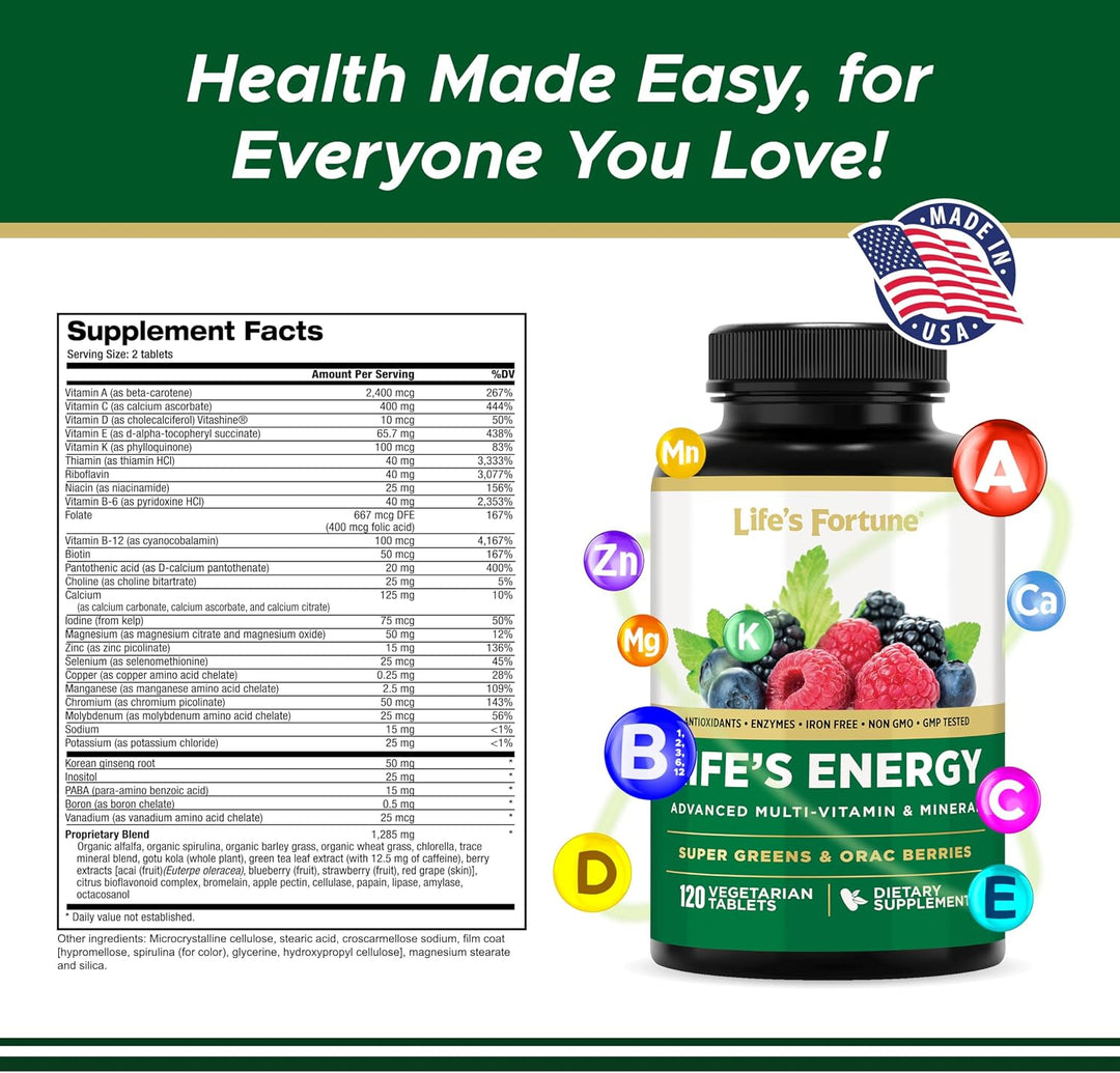 Life's Energy Advanced - Multivitamínico diario avanzado para h...