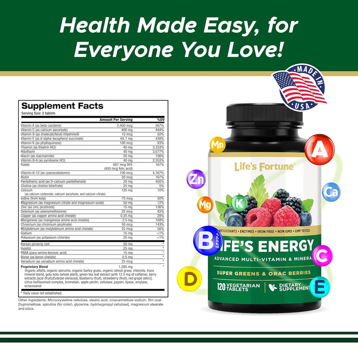 Life's Energy Advanced - Multivitamínico diario avanzado para h...