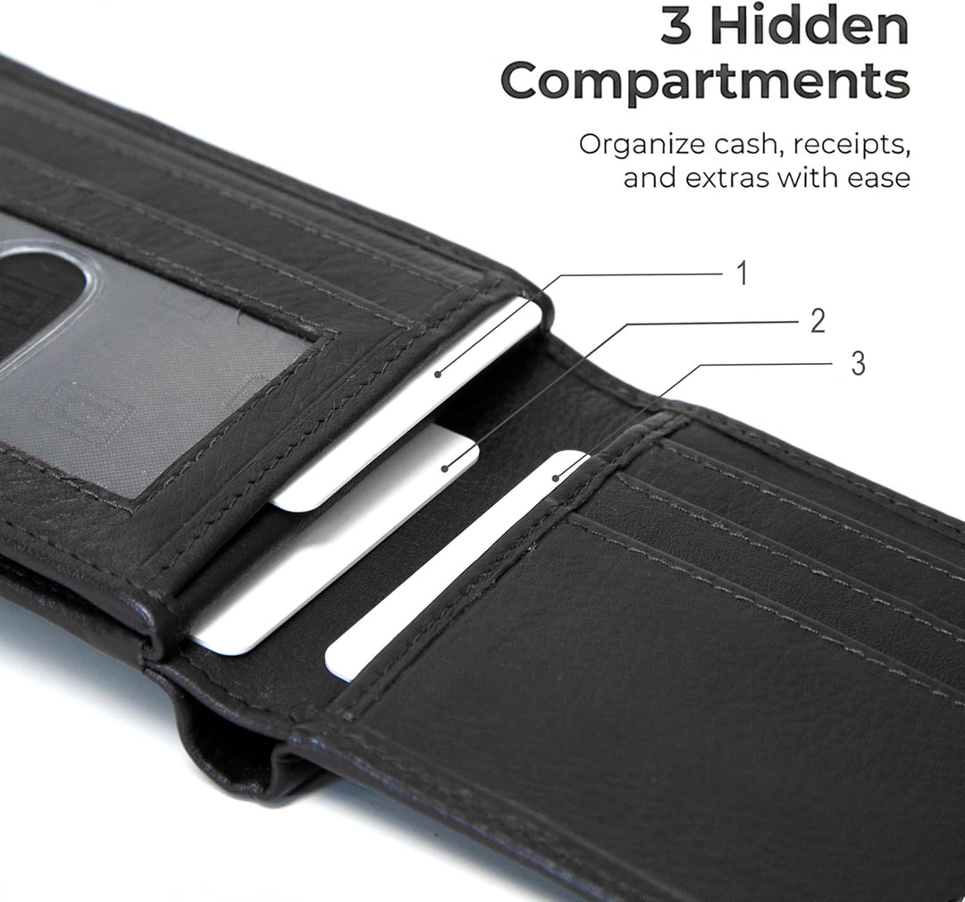 Billetera de cuero para hombre con 10 ranuras RFID de bloqueo, S