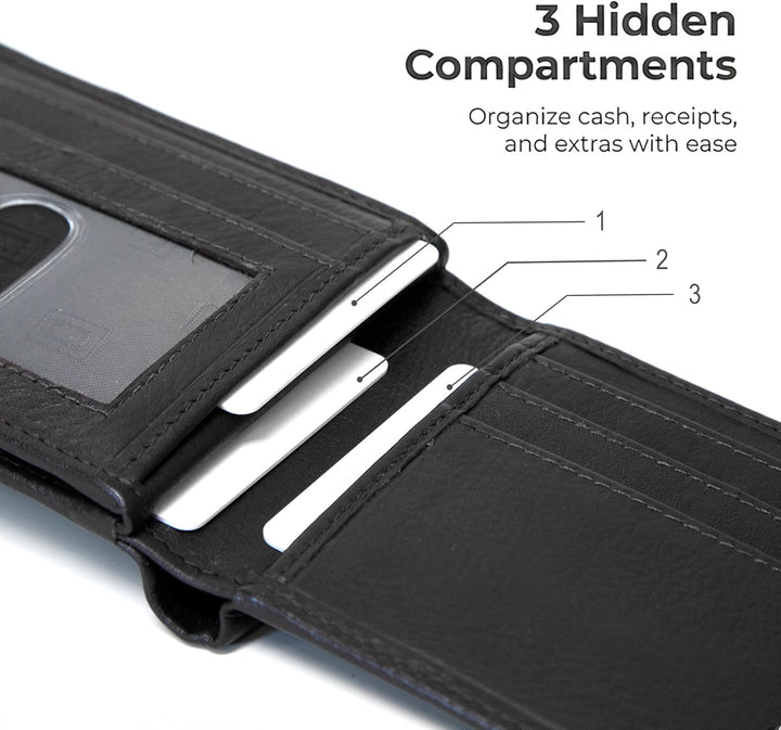 Billetera de cuero para hombre con 10 ranuras RFID de bloqueo, S