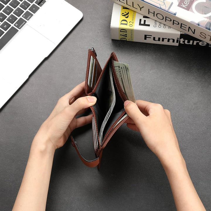 GAEKEAO Billeteras de cuero genuino para hombres con bolsa de moned...
