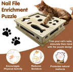 Rascador de uñas de gato, caja de enriquecimiento de rompecabezas de arañazos para gatos con papel de lija para el cuidado de las garras de gato, uñas de corte sin estrés