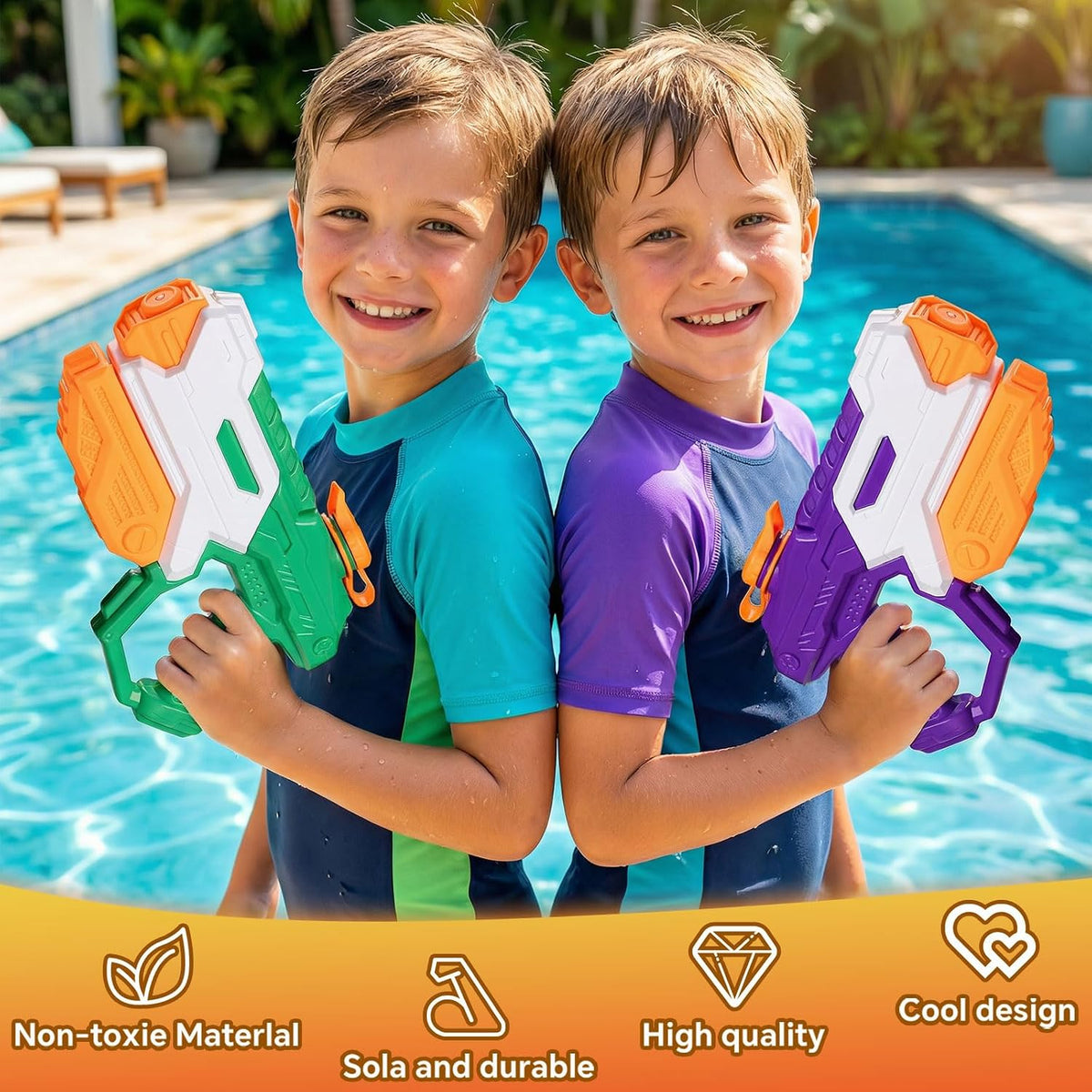 Paquete de 5 pistolas de agua para niños y adultos, pistola de agua de largo alcance, juguete de verano al aire libre para niños y niñas, piscina, playa, patio, fiesta de juegos de lucha