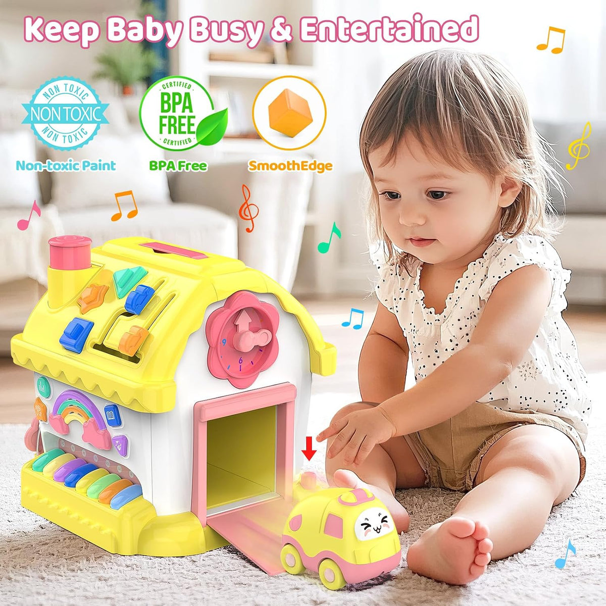 Juguetes para regalos de niña de 1 año, casa Montessori musical bilingüe 12