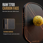 Paleta de pickleball, fibra de carbono T700, núcleo EPP de 0.630
