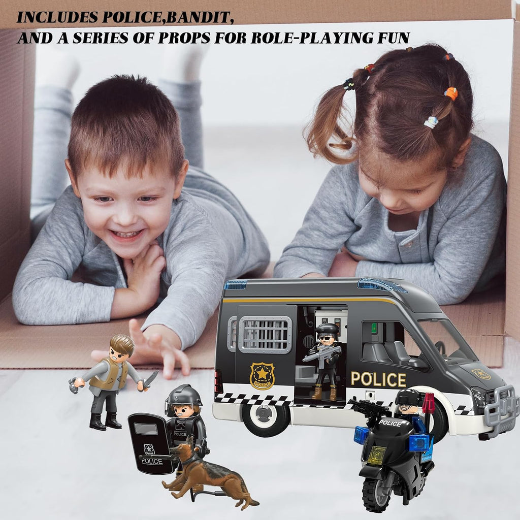 Camión de juguete de coche de policía para niños de 3 a 8 años, autos de juguete grandes con luces y sonidos, vehículos de emergencia para niños pequeños, juego de rol de aplicación de la ley, juguetes para niños de 3, 4, 5, 6, 7, 8, 9, 10, 11, 12
