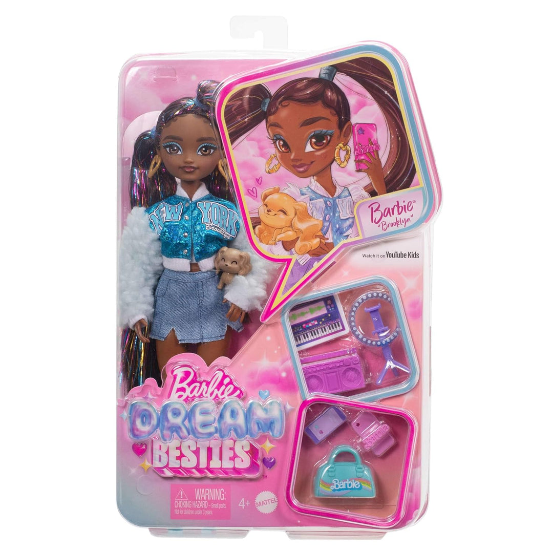 Set de juego Barbie Dream Besties, muñeca posable Brooklyn con cabe...