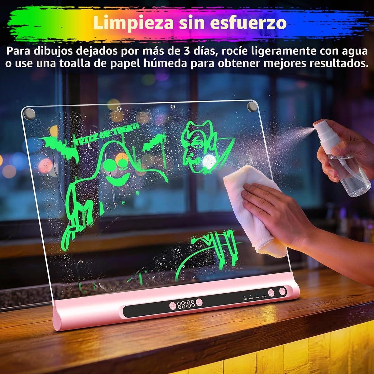 Geokay Tablero de dibujo LED recargable de 16 pulgadas, modos de luz de 9