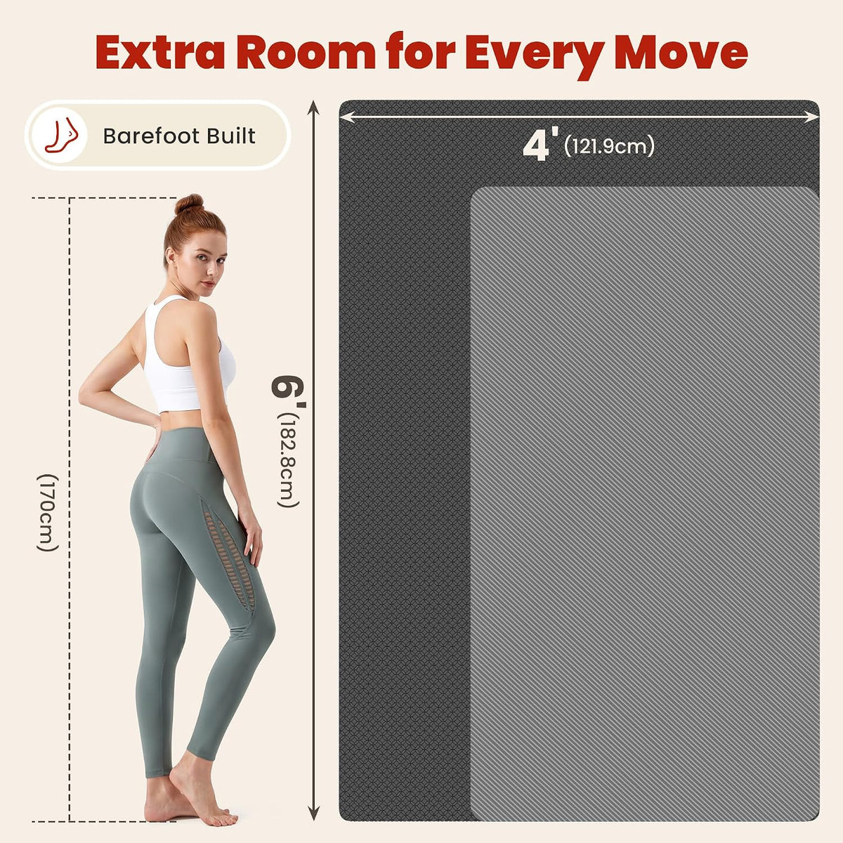 Colchoneta de Yoga Grande, 6' x 4' / 6' x 3' x 6 mm / 8 mm / 12 mm de espesor para entrenamiento