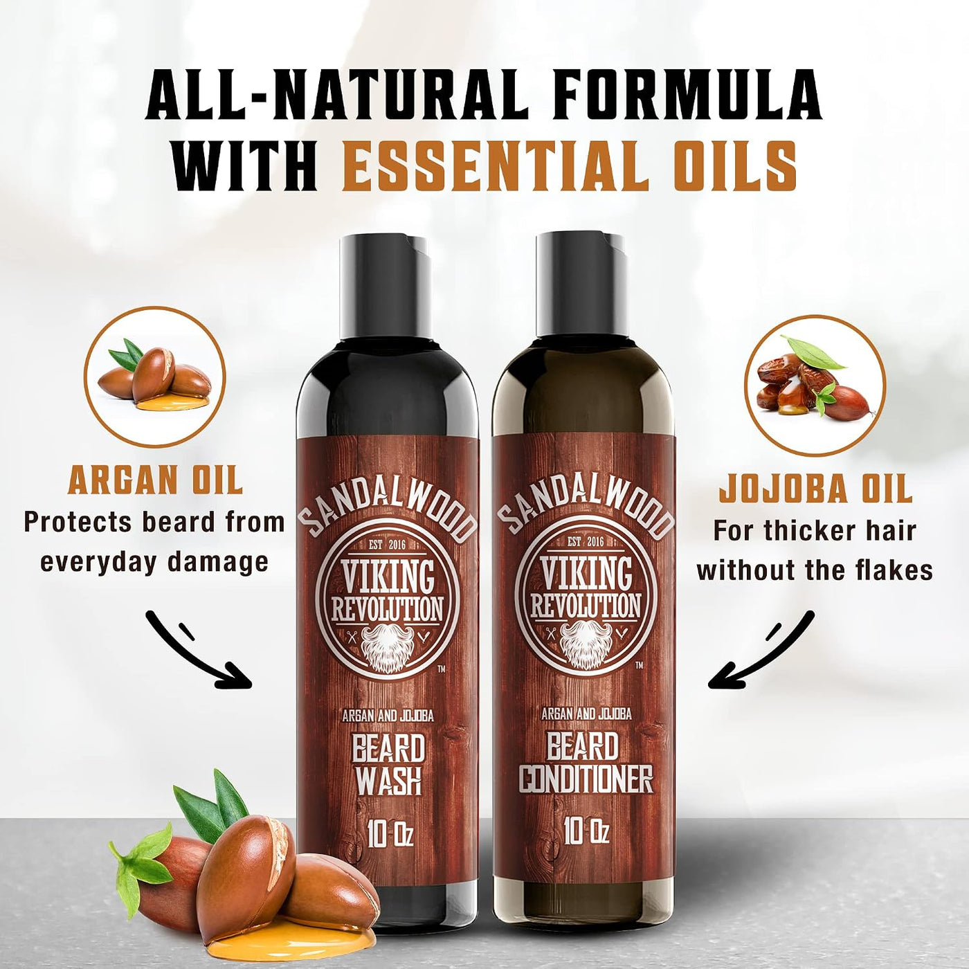 Juego de acondicionador para barba y lavado de barba con aceites de...