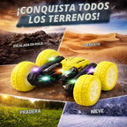 Coche de control remoto para niños, auto de acrobacias giratorio de 360°, conducción de doble cara, auto RC de 2.4 GHz, juguete todo terreno recargable, ruedas LED brillantes con proyección