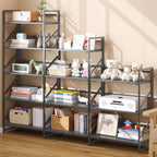 JSB Estantería Plegable Sin Montaje, Estante de Libros de Metal Industrial de 5 Niveles para Almacenamiento, Estantería Plegable de Madera Vintage para Sala de Estar, Dormitorio, Estantes de