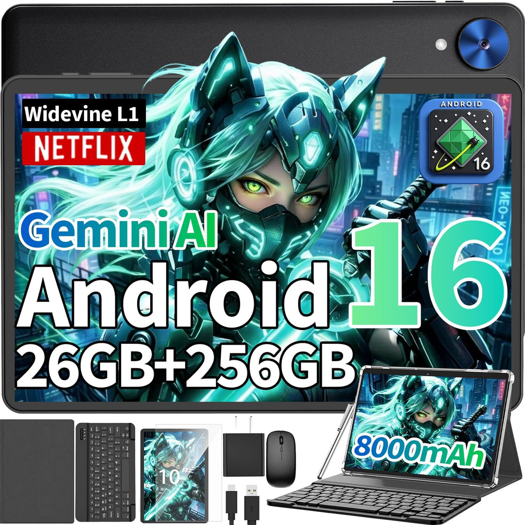 Tablet Android 2026 con teclado, tableta Android 16 de 10 pulgadas,...