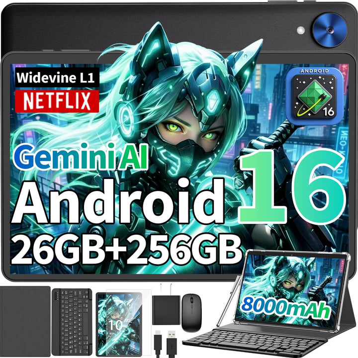 Tablet Android 2026 con teclado, tableta Android 16 de 10 pulgadas,...