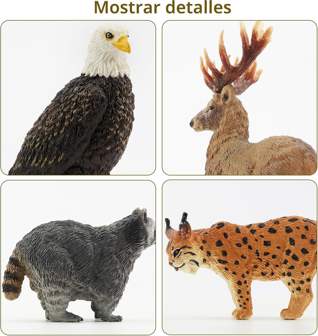 Toymany 12 figuras realistas de animales del bosque de América del Norte