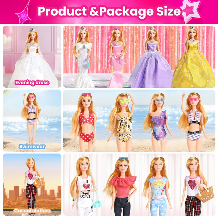 UCanaan Juego de ropa y accesorios para muñecas de 180 piezas, vest...