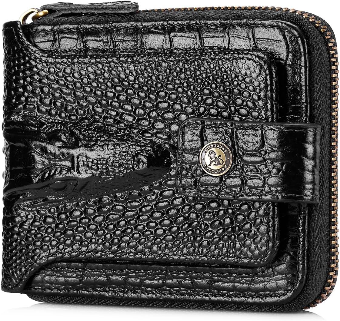 Cartera de cuero genuino con patrón de cocodrilo Steel Lion para ho...