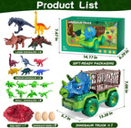 Camión de dinosaurio Triceratops 22 en 1 para niños de 3-5-7 4-8, camión transportador de dinosaurios con 18 figuras de dinosaurios jurásicos, 3 huevos de dinosaurio, 3, 4, 5, 6, 7, 8 años, regalos de cumpleaños para niños pequeños