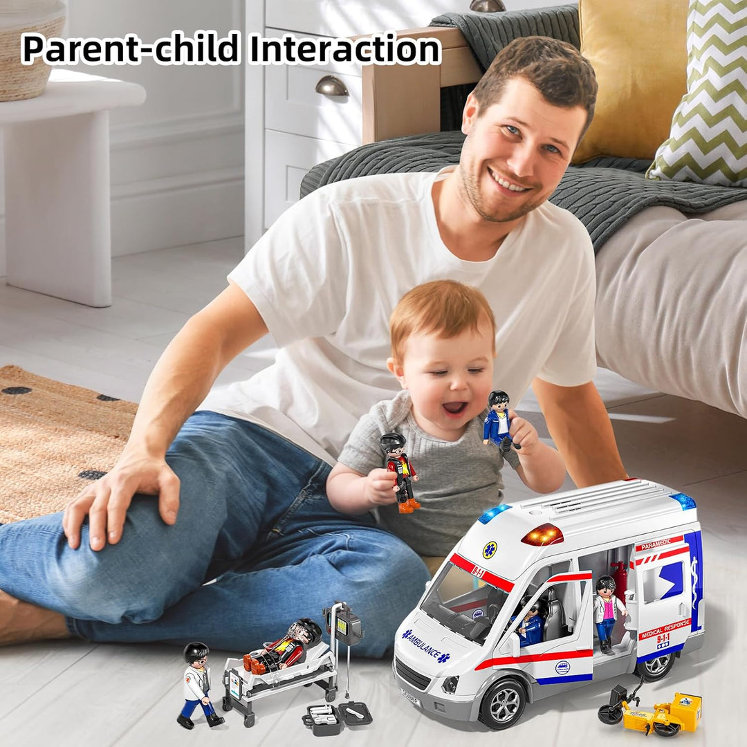 MSKOLER - Juego de ambulancia de juguete para niños de 3 a