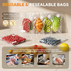 Bolsas reutilizables selladoras al vacío para alimentos, 30 bolsas pequeñas sin BPA (8 x 10 pulgadas), aptas para congelador, microondas, resistentes al olor, a prueba de fugas, compatibles con