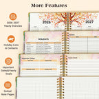 Agenda académica 2026-2027, planificador diario semanal y mensual de 18 meses, desde julio de 2026 a diciembre de 2027, agenda grande A4 de 8.5 x 11 pulgadas, agenda organizadora grande con pestañas