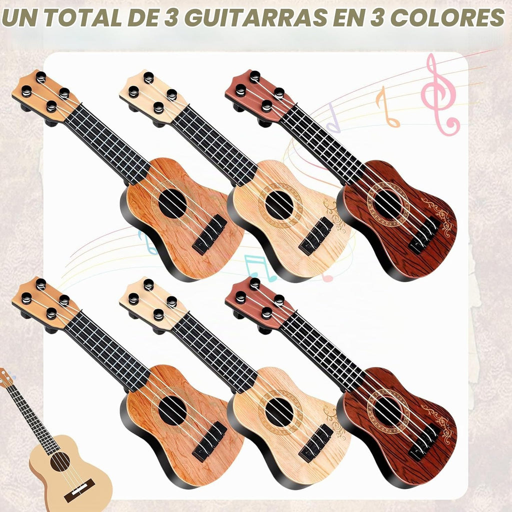 Mini guitarra para niños, 12 unidades, 10 pulgadas, 4 cuerdas, mini ukelele