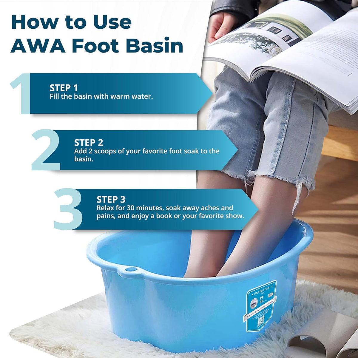 AWA - Baño de pies extra grande para piscina, bañera de remojo de p...