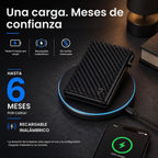 Cartera desplegable para hombre, Negro carbón, Minimalista - Capacidad para 4-6 tarjetas