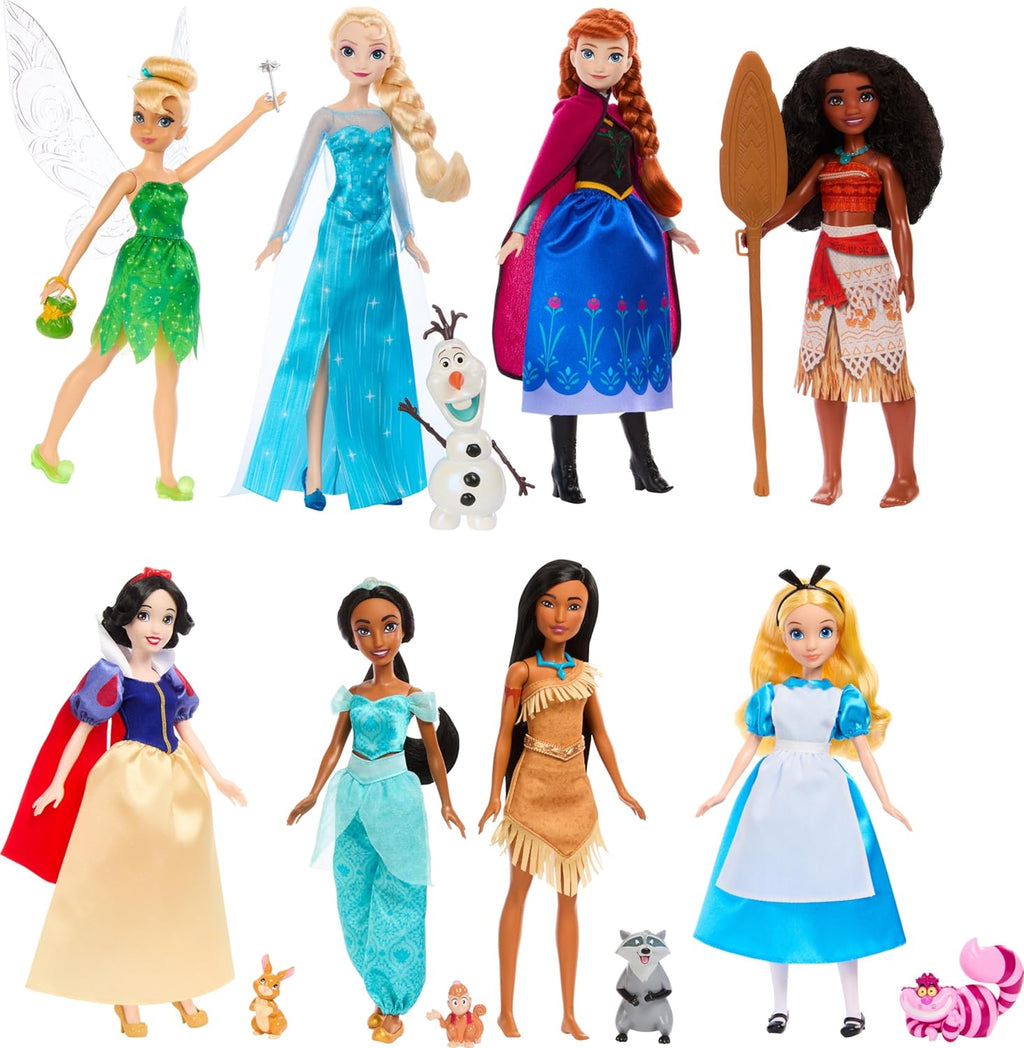 Mattel Disney Toys Fashion Doll - Paquete de 8 con accesorios que celebran los 100 años de magia de Disney