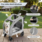 EchoSmile Cochecito para mascotas de 4 ruedas para perros y gatos, hasta
