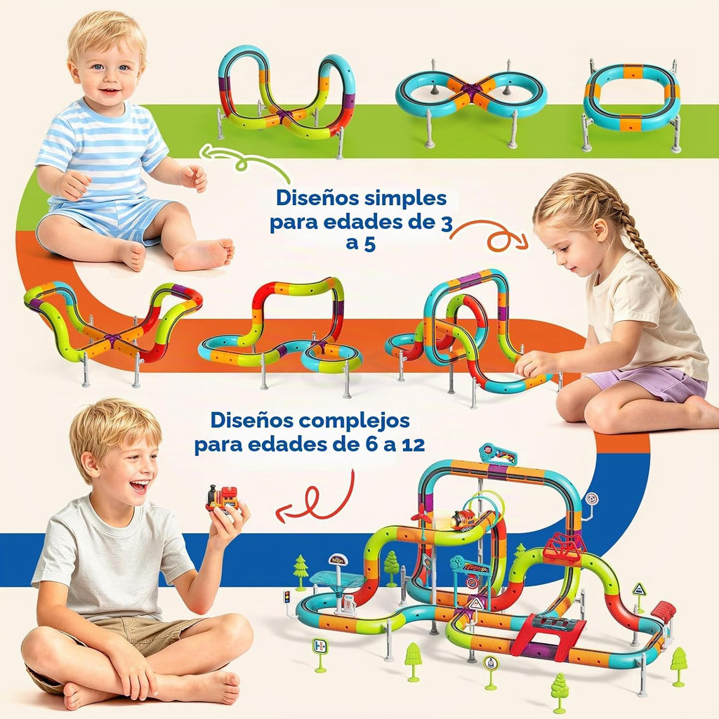 Juego de tren eléctrico de 121 piezas 3D Infinity Cube Race Track