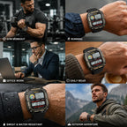Reloj inteligente resistente para hombre, reloj inteligente original, reloj inteligente impermeable para hombres de trabajo de construcción, con rastreadores de fitness, monitor de frecuencia cardíaca, IP68, podómetro, modos de entrenamiento y más