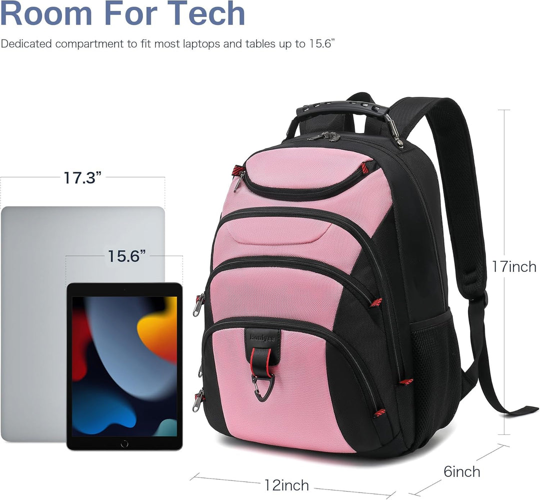 Mochila para laptop Boavan para hombre (Negro, 15.6), rosa y negro,...